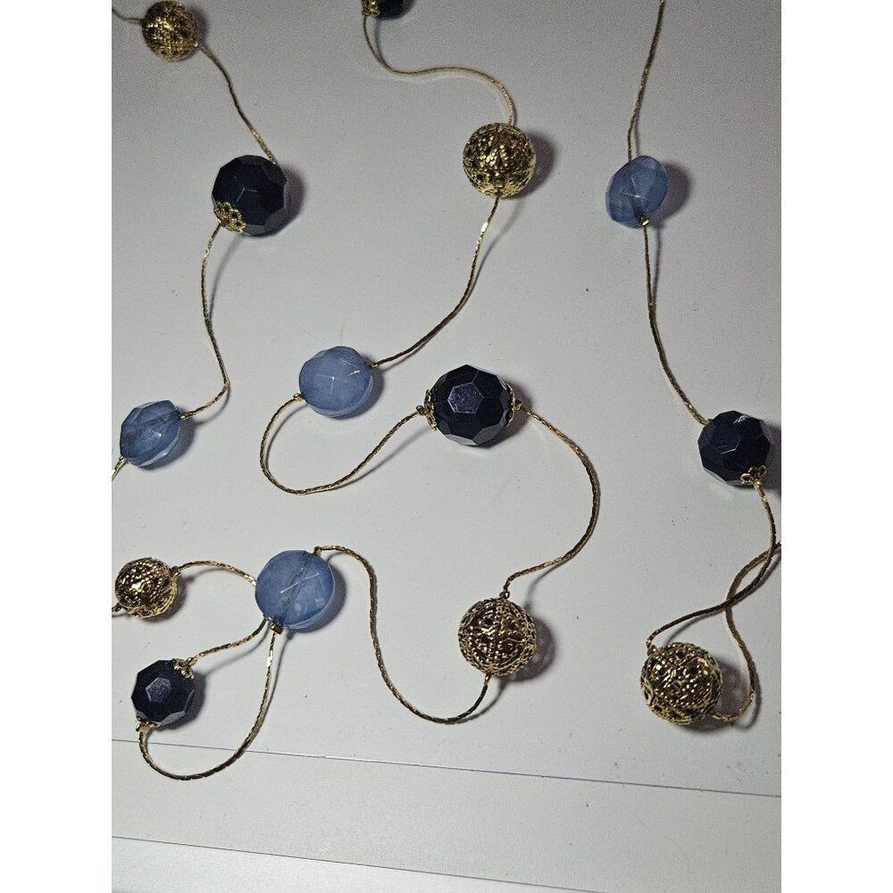 Gold tone Premier Designs Palazzo necklace 80" Blue Beaded